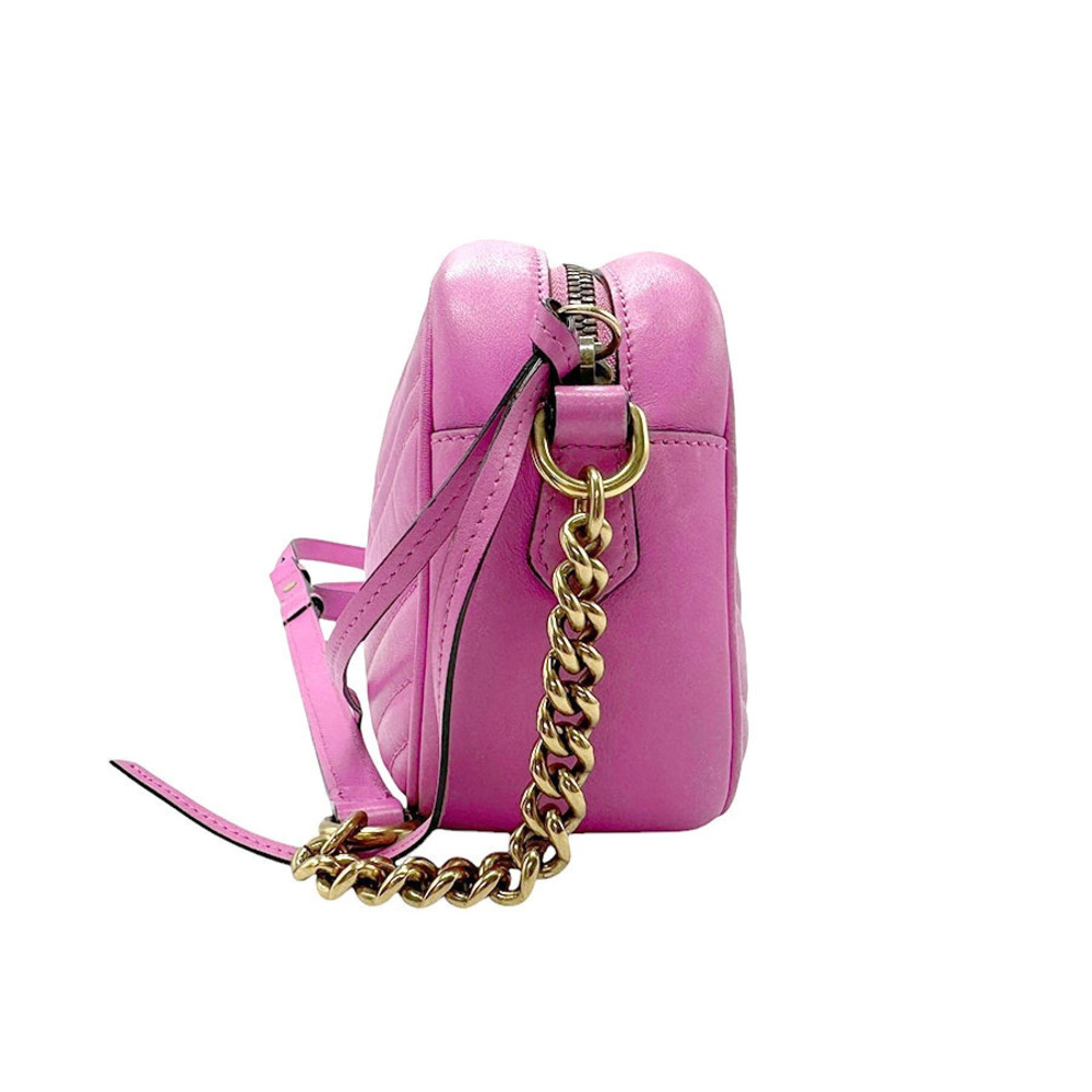 Gucci Pink Gold Marmont GG Purple Leather Bag Shoulder Crossbody Gold Purple